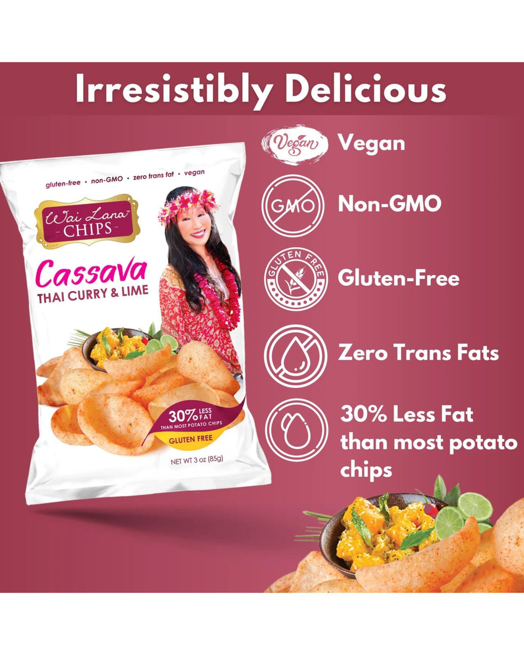 Wai Lana Cassava Chips: Thai Curry with Lime  (3 oz)
